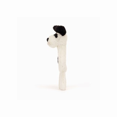 Jellycat Bashful Black & Cream Puppy Ring Rattle USA | 52396FWIK